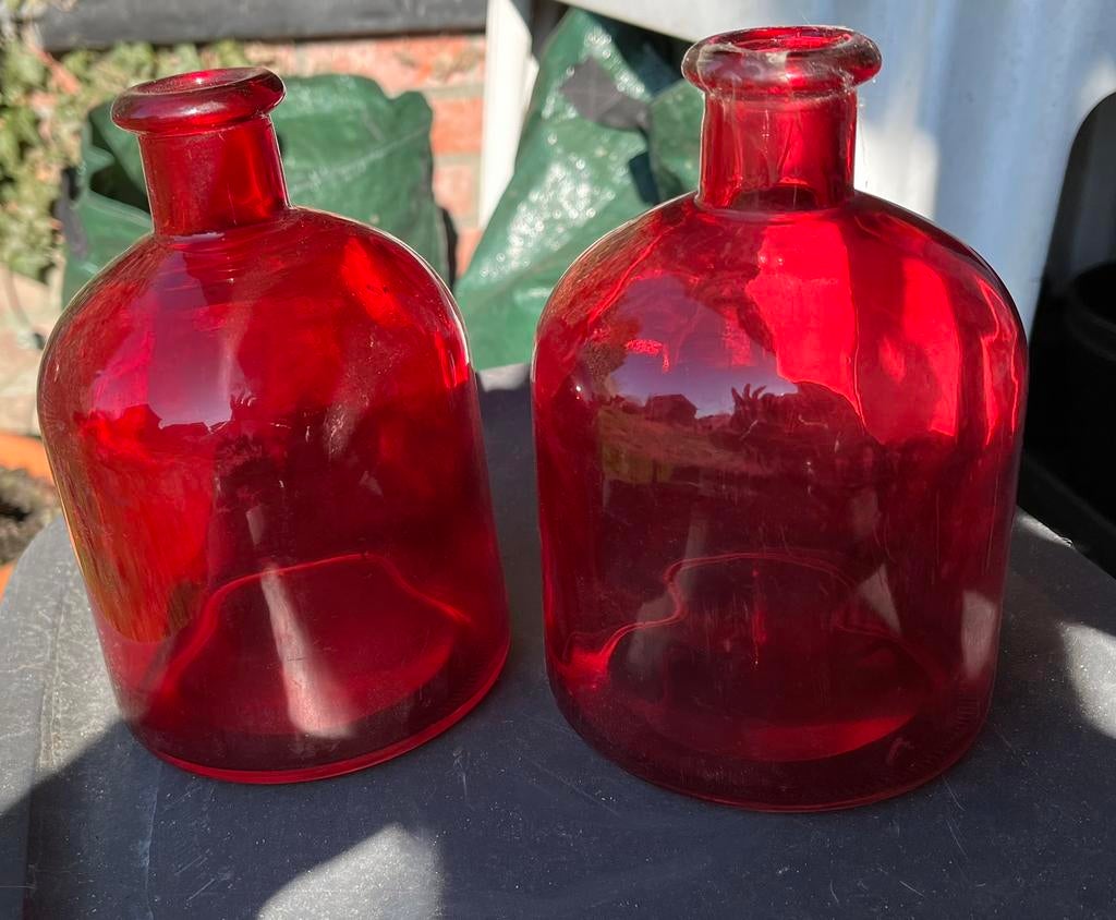 2 vases soliflores transparents rouge neufs, Maison & Meubles, Enlèvement, Neuf, Rouge