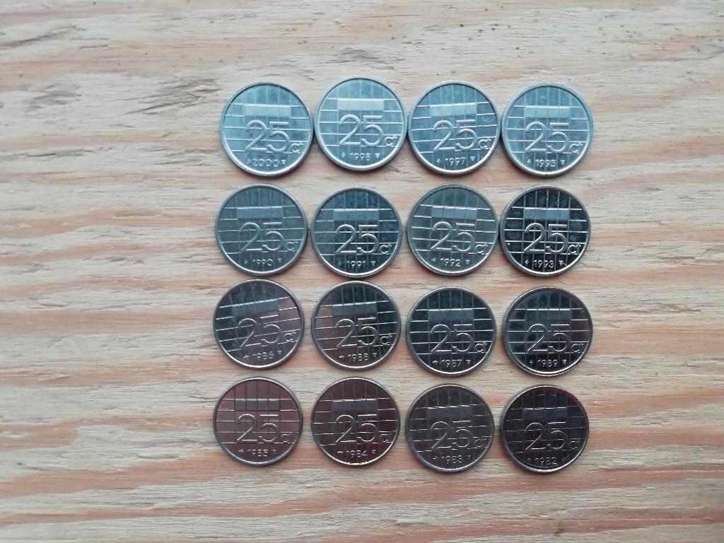 25 cents Béatrix Lot N1 1987 - 2001, Enlèvement ou Envoi, Reine Beatrix, 25 centimes, Monnaie en vrac