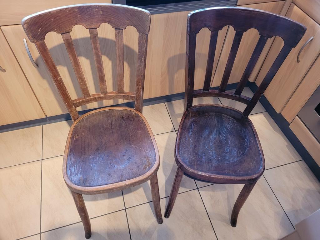 Lot de 2 chaises Bistro en bois Vintage, Enlèvement