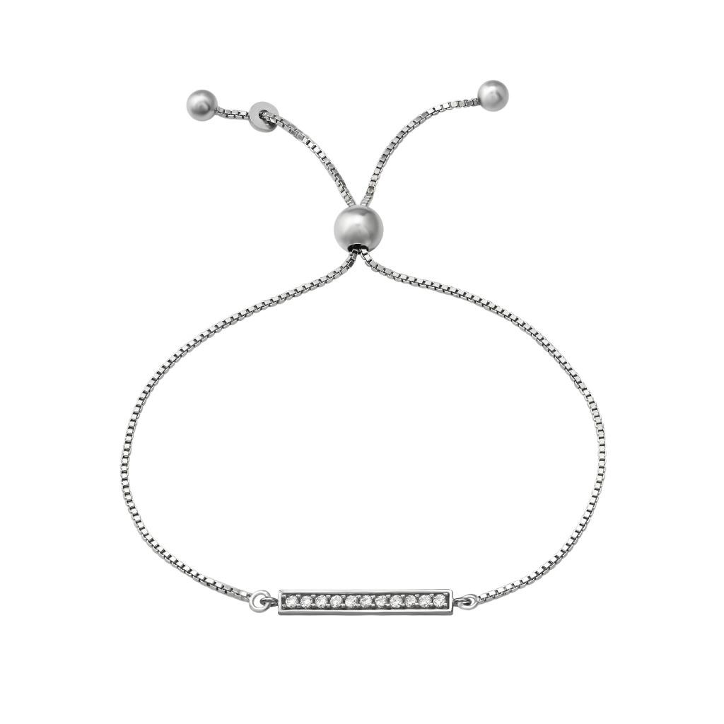 Bracelet en argent pour femme avec barre en zircone - OP=OP , Enlèvement ou Envoi, Neuf, Argent