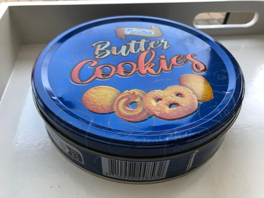 Fundiez koektrommel butter cookies blik 19 cm koek trommel, Ophalen of Verzenden, Zo goed als nieuw, Koek(jes), Overige merken