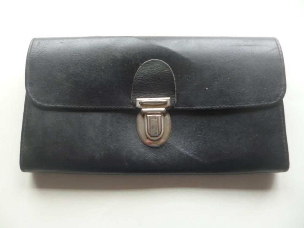 Vintage zwart lederen portefeuille voor aan broeksriem, Enlèvement ou Envoi, Utilisé, Noir, Cuir