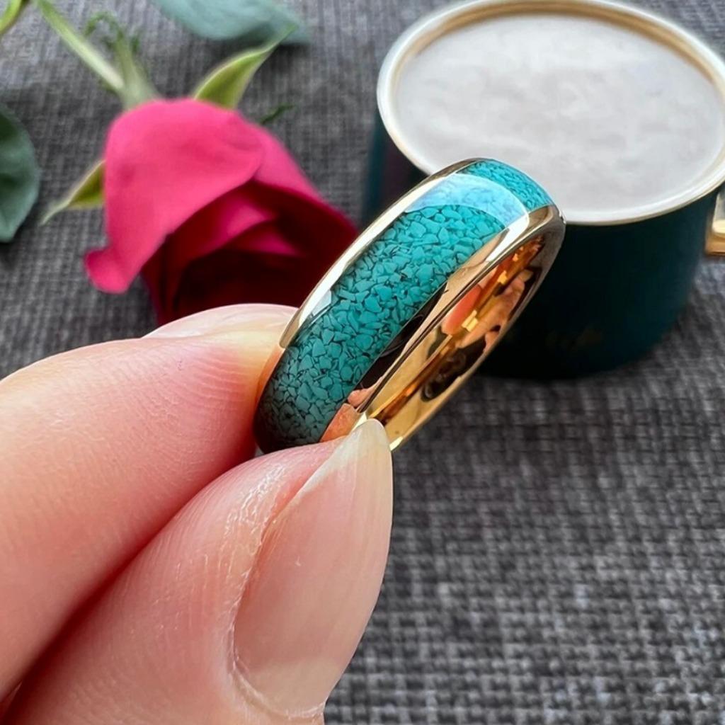 Trouwringen wolfraam Turquoise - Nadia - Rosé goud, Handtassen en Accessoires, Overige materialen, Overige kleuren, Verzenden