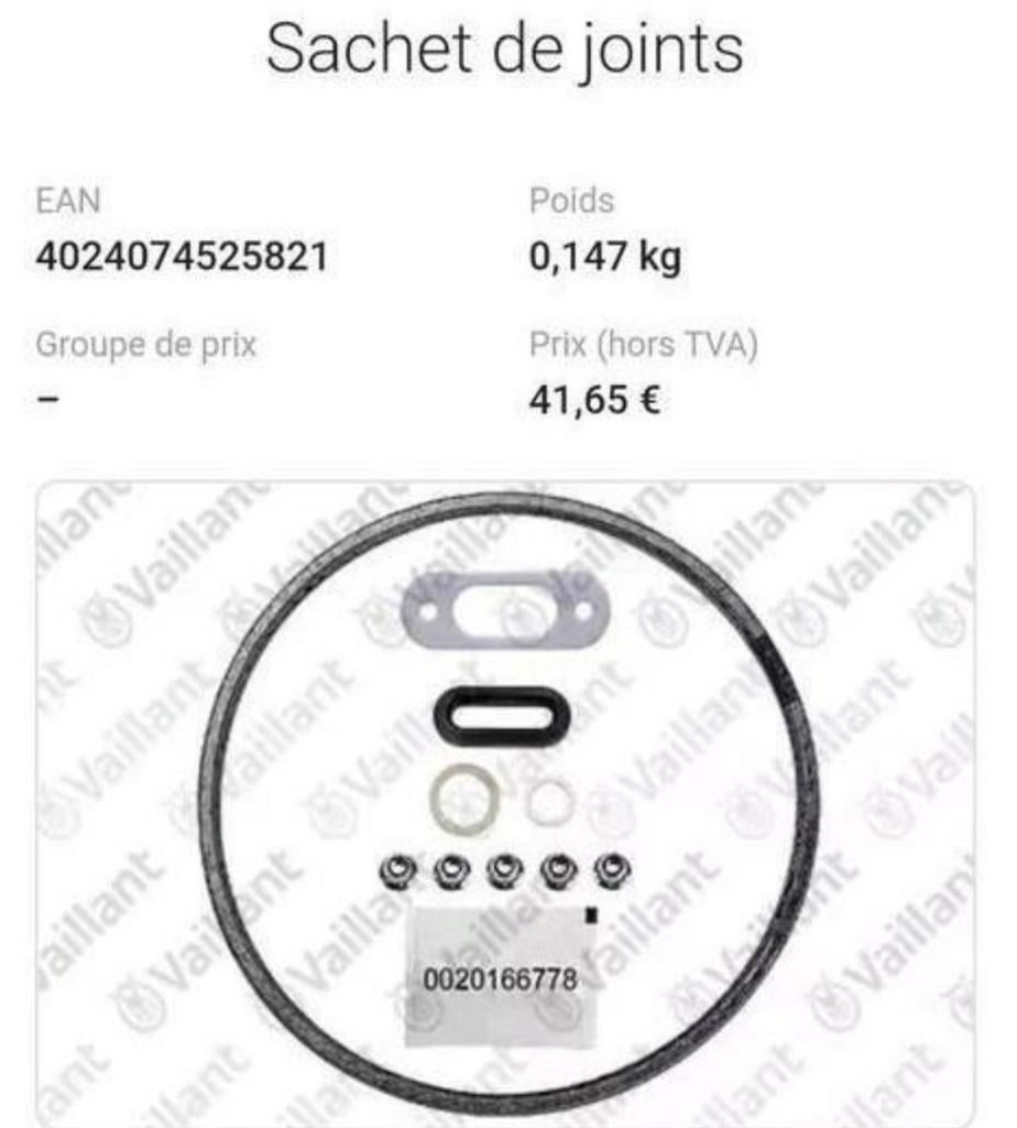 Onderhoudskit Vaillant EcoTec, EcoCompact (100% nieuw), Nieuw
