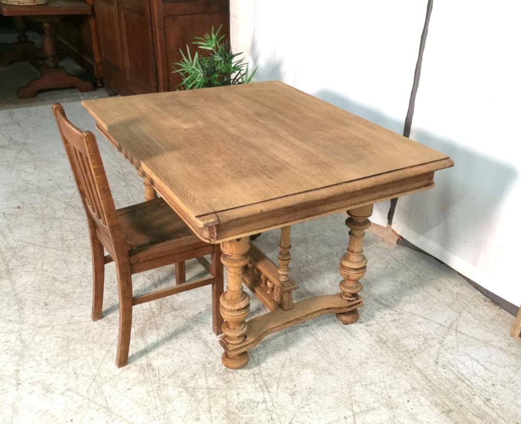 Table à manger française ancienne en bois de chêne BLANC, Enlèvement
