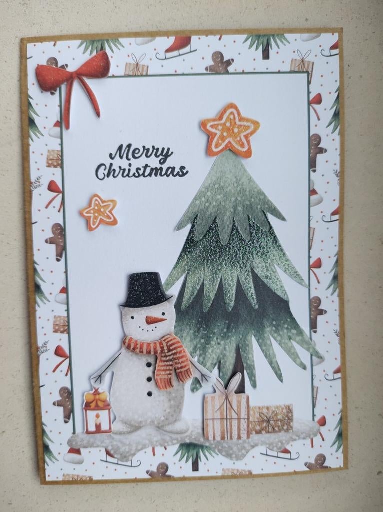 Zelfgemaakte kerstkaart met omslag, Enlèvement ou Envoi, Neuf, Noël