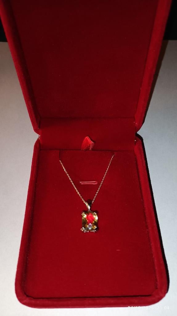 Pendentif en argent massif avec grande citrine naturelle, Neuf, Avec pierre précieuse, Argent, Jaune