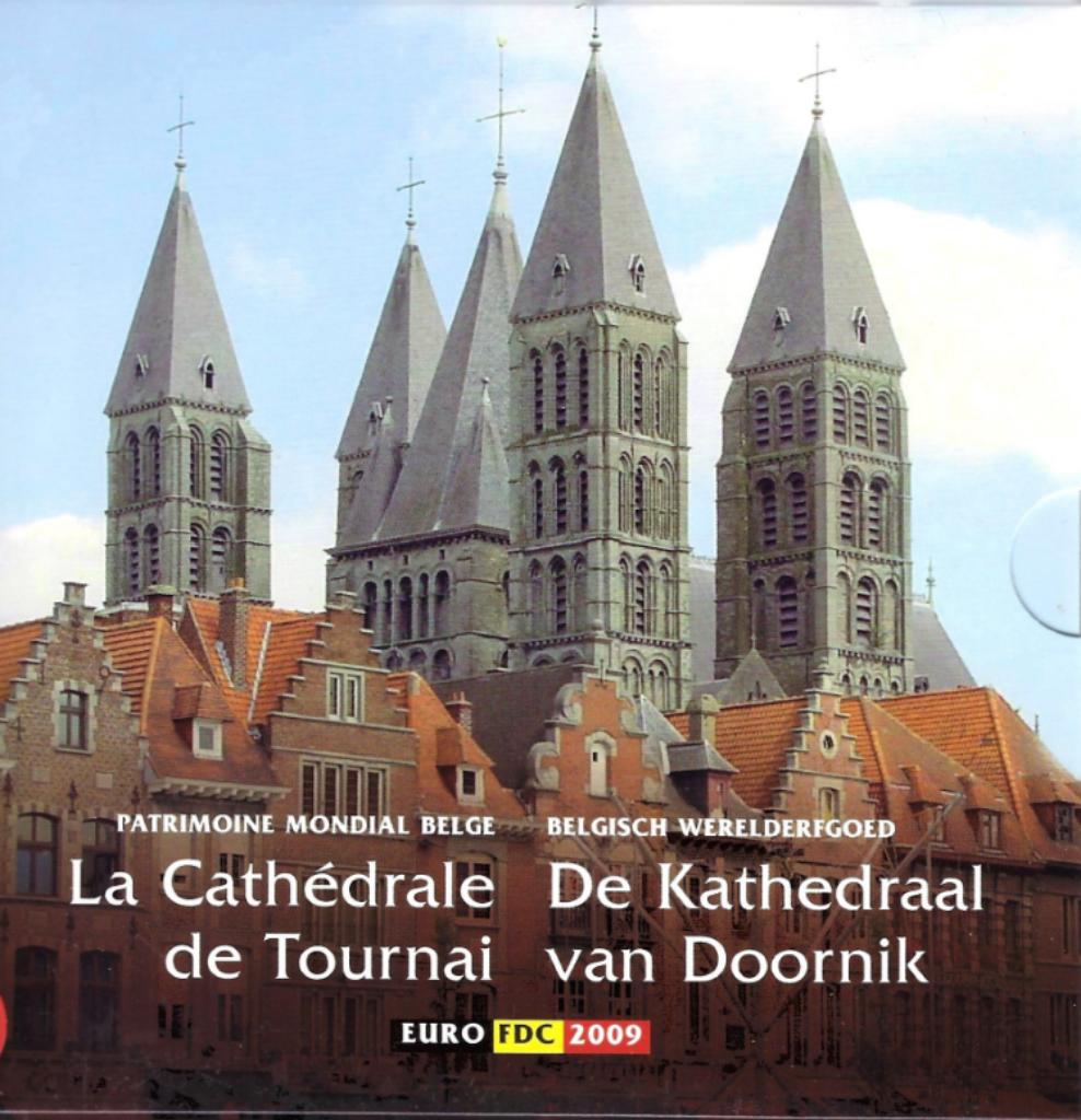 BU-set België 2009 O.L.V. Kathedraal met gekleurde penning, Ophalen of Verzenden, België