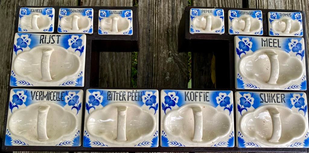 Delfts blauw voorraadpotten-deksels keuken voorraaden kast, Antiek en Kunst, Ophalen of Verzenden