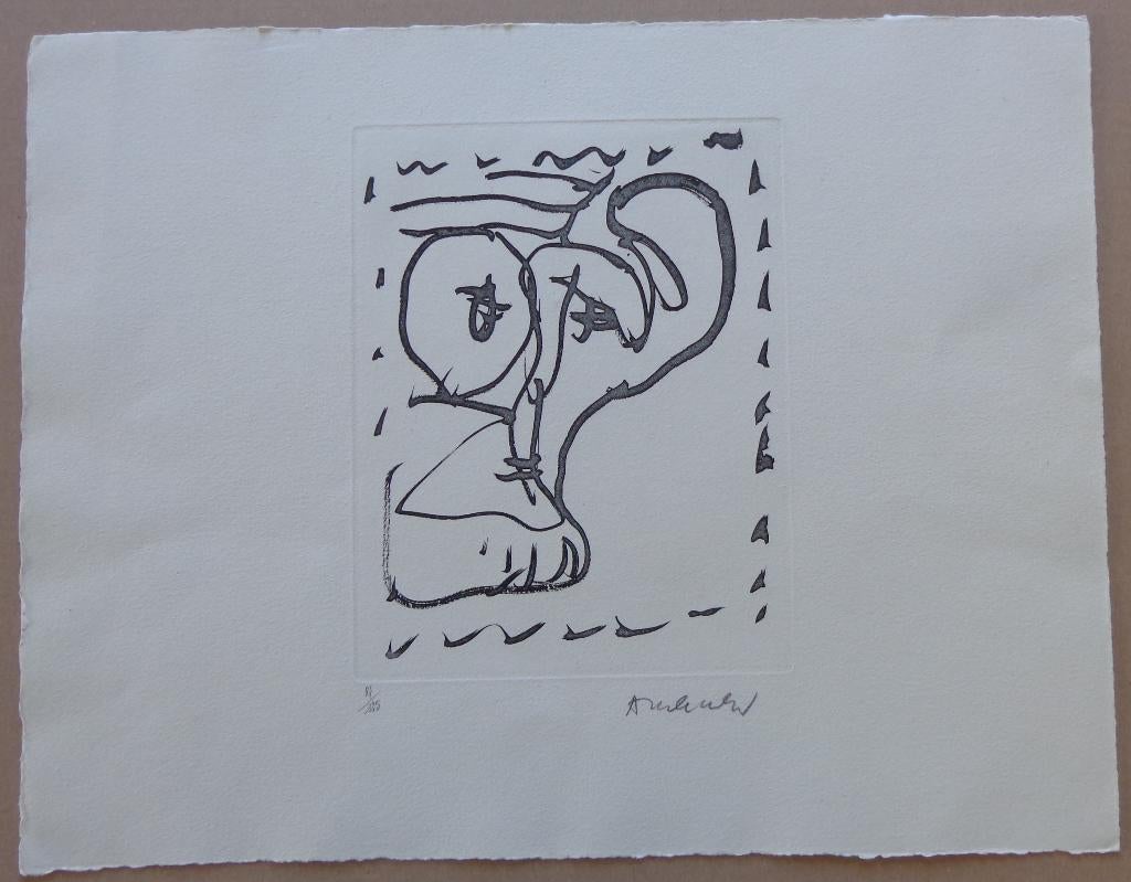 PIERRE ALECHINSKY / POEME A VOIR / ZW-W ETS / 39x51cm / SIG, Antiek en Kunst, Ophalen of Verzenden