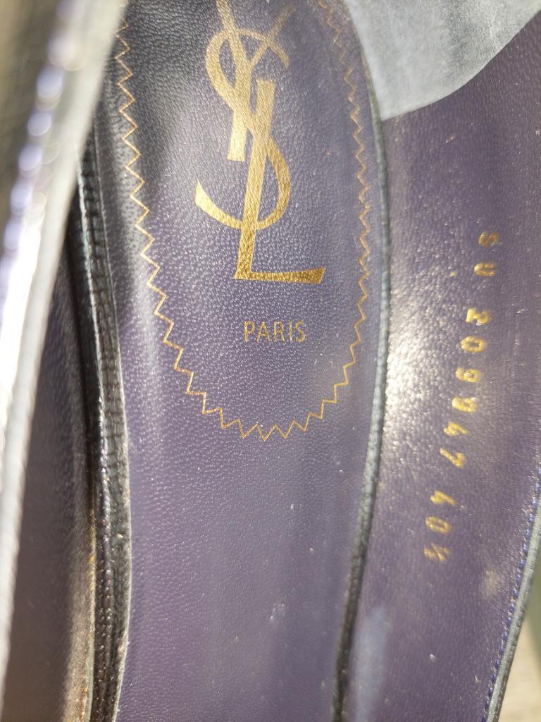 543C*YSL Yves-Saint-Laurent sexy escarpins bleus cuir (40), YSL, Escarpins, Porté, Bleu