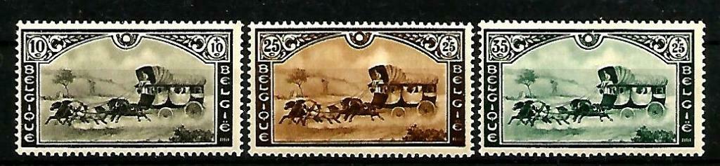 België 1935 Postkoets OBP 407/409**, Orginele gom, Ophalen of Verzenden, Zonder stempel, Postfris