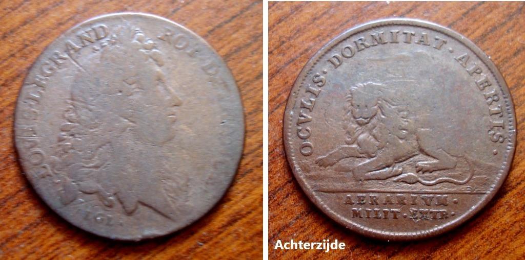 Franse penning Lodewijk XIV (Oculis-Dormitat-Apertis), Envoi, Bronze