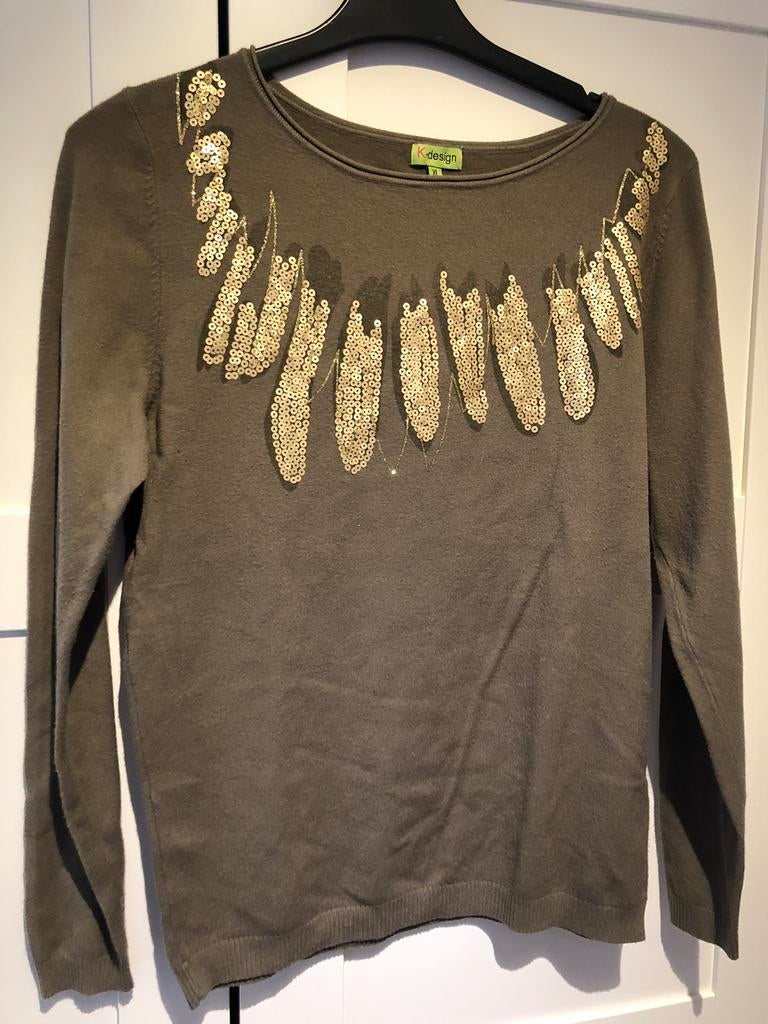 K-DESIGN trui met gouden details maat medium, Kleding | Dames, Maat 38/40 (M), K-DESIGN, Ophalen of Verzenden, Gedragen