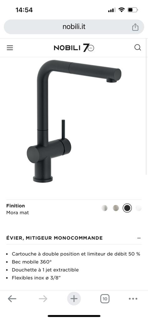 Robinet Mitigueur noir mat Nobili, Enlèvement, Comme neuf