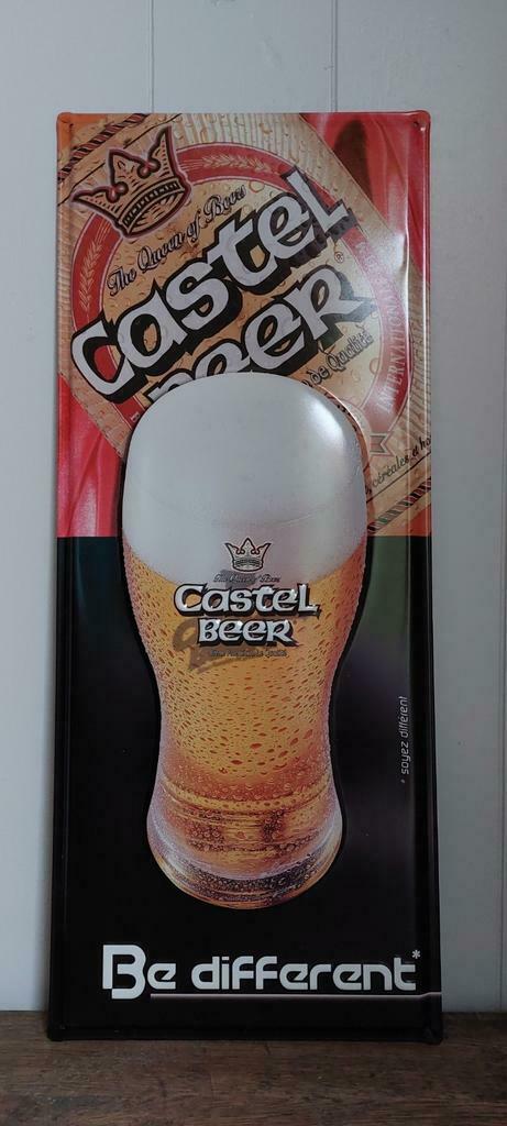 Metalen reclamebord Castel beer Afrikaans - Frans biermerk, Ophalen of Verzenden, Nieuw, Reclamebord