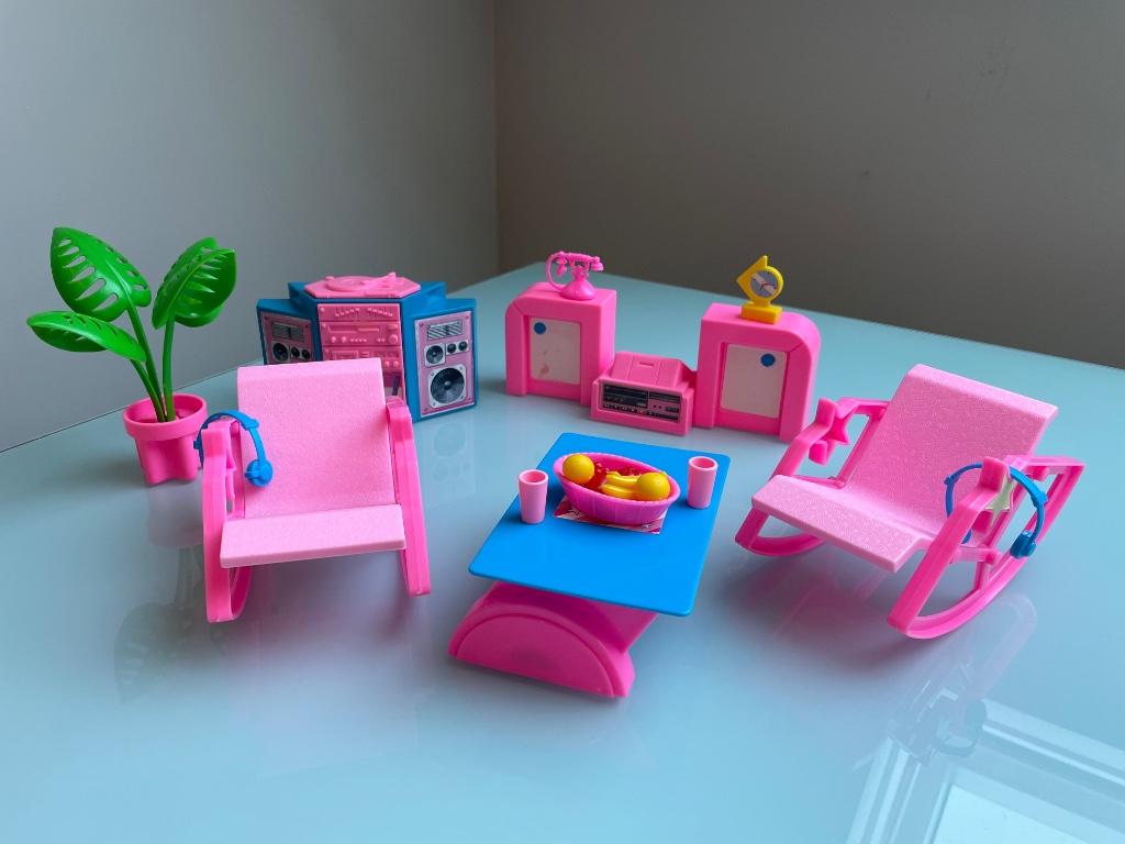 Barbie vintage woonkamer 'Home Entertainment Center', Kinderen en Baby's, Speelgoed | Poppenhuizen, Ophalen, Gebruikt, Poppenhuis