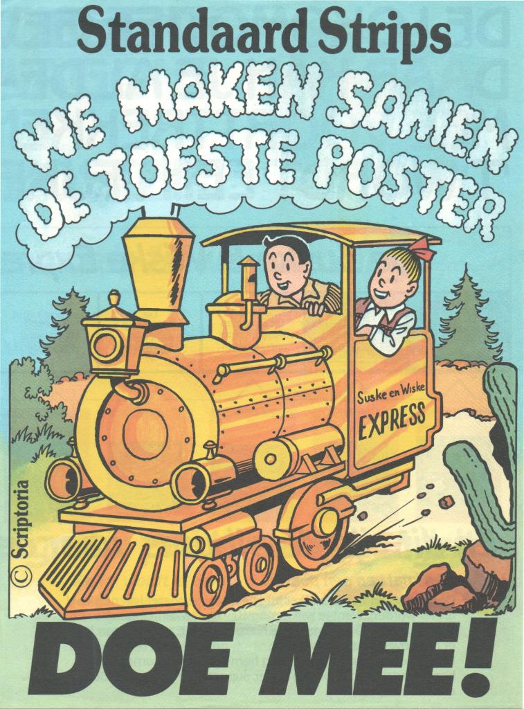 Suske en Wiske poster deel lokomotief, Enlèvement ou Envoi, Bob et Bobette, Comme neuf, Image, Affiche ou Autocollant