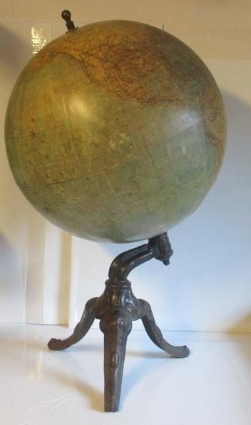 globe terrestre surdimensionné avec base en fonte de 80 cm, Antiquités & Art, Curiosités & Brocante, Enlèvement
