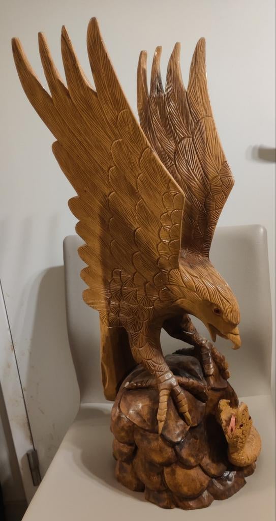 Arend in hout 70 cm, Antiek en Kunst, Ophalen