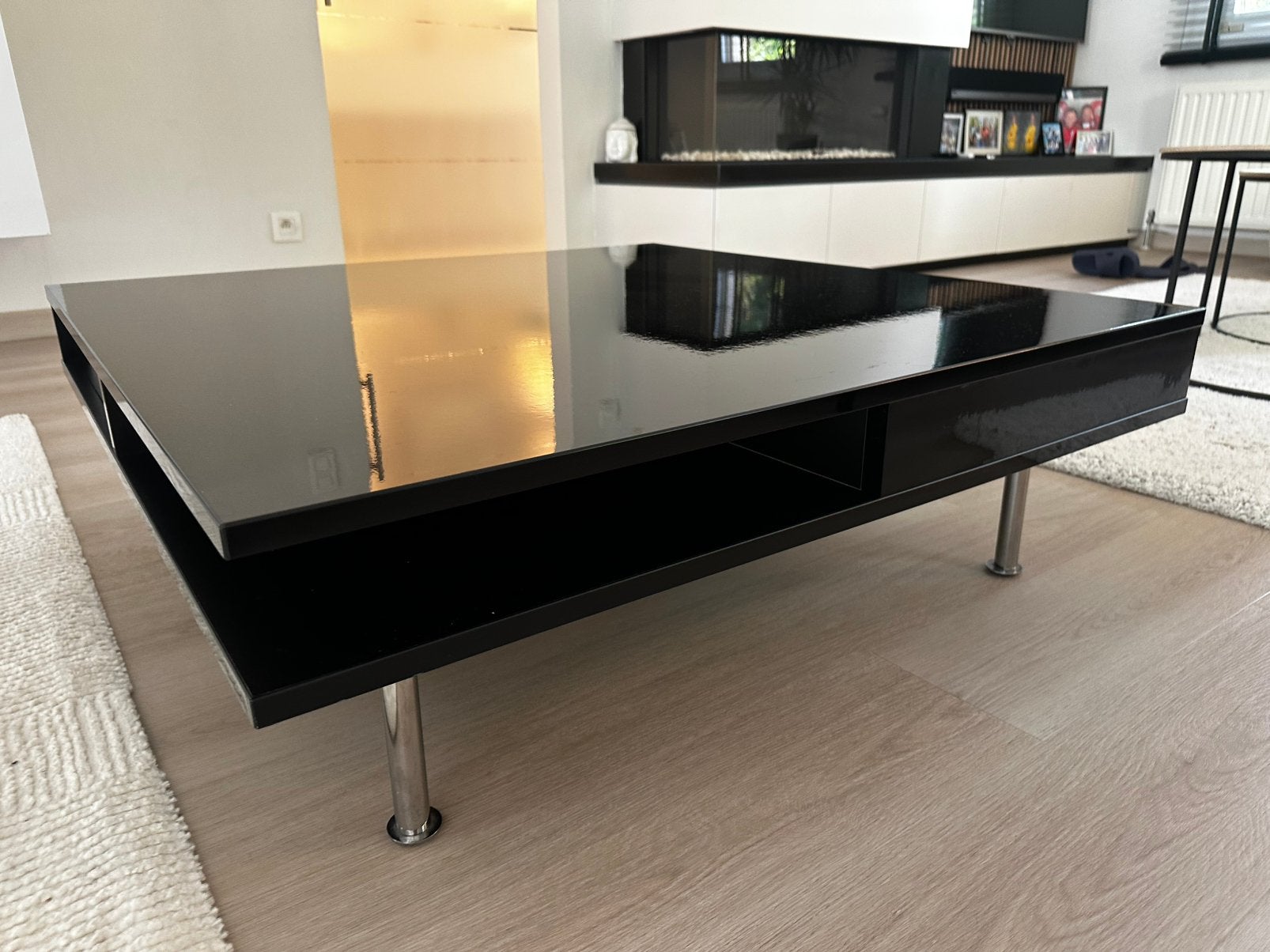 Salontafel zwart 95x95cm, Ophalen, Gebruikt, 50 tot 100 cm, Vierkant