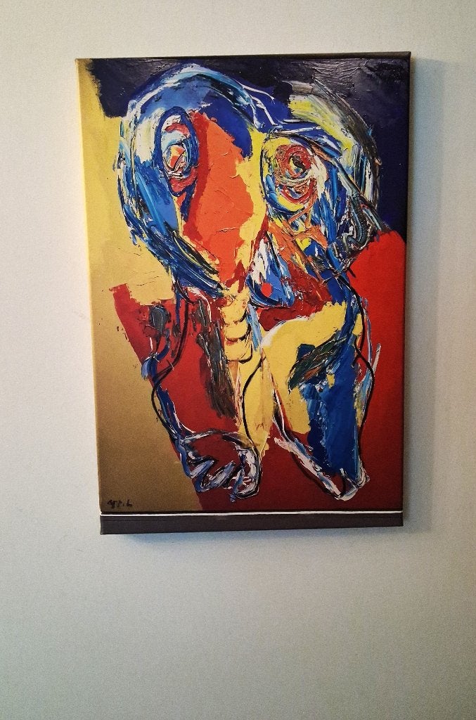 Zeefdruk op canvas, Antiek en Kunst, Ophalen of Verzenden, Abstract, Zeefdruk