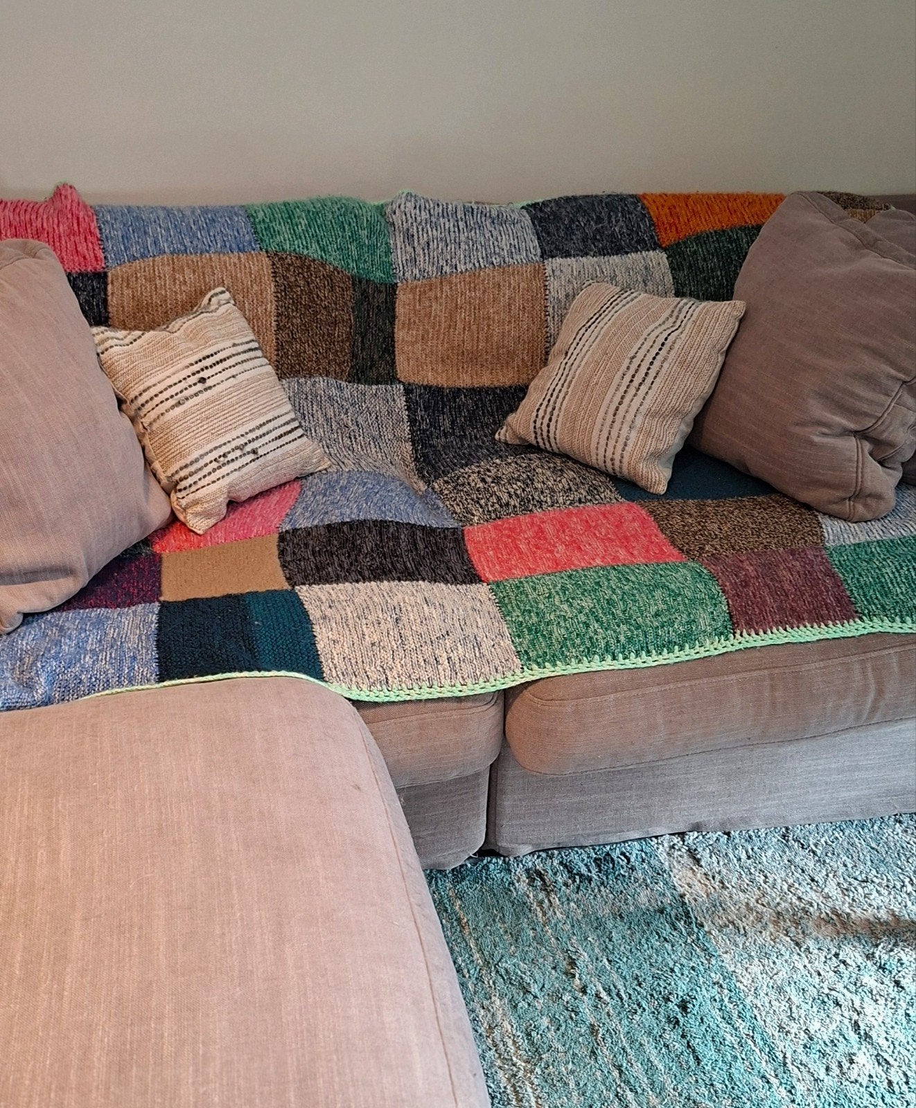 Canapé 3 places avec coussins et 1 pouf, Enlèvement, Utilisé, Tissus