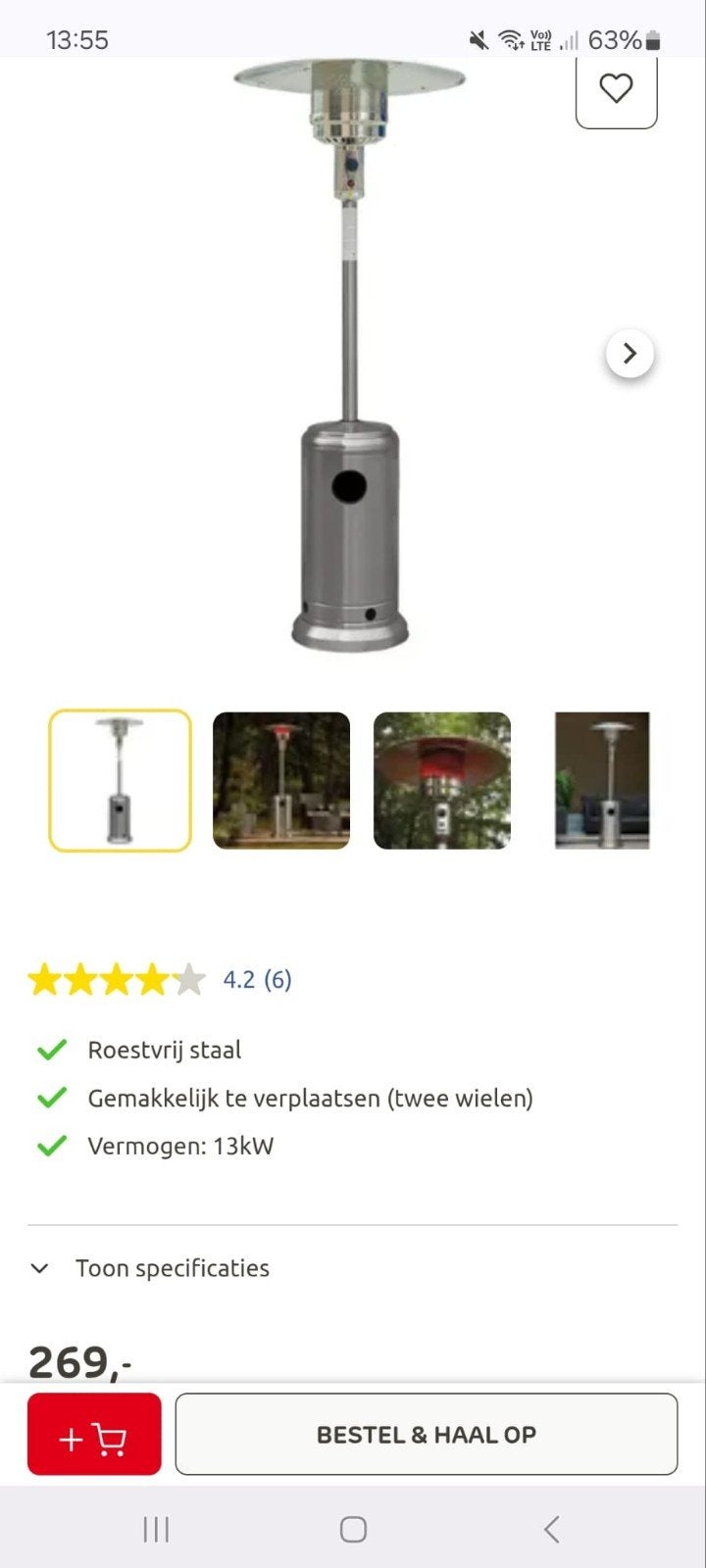 Terras verwarmer, Tuin en Terras, Terrasverwarmers, Ophalen