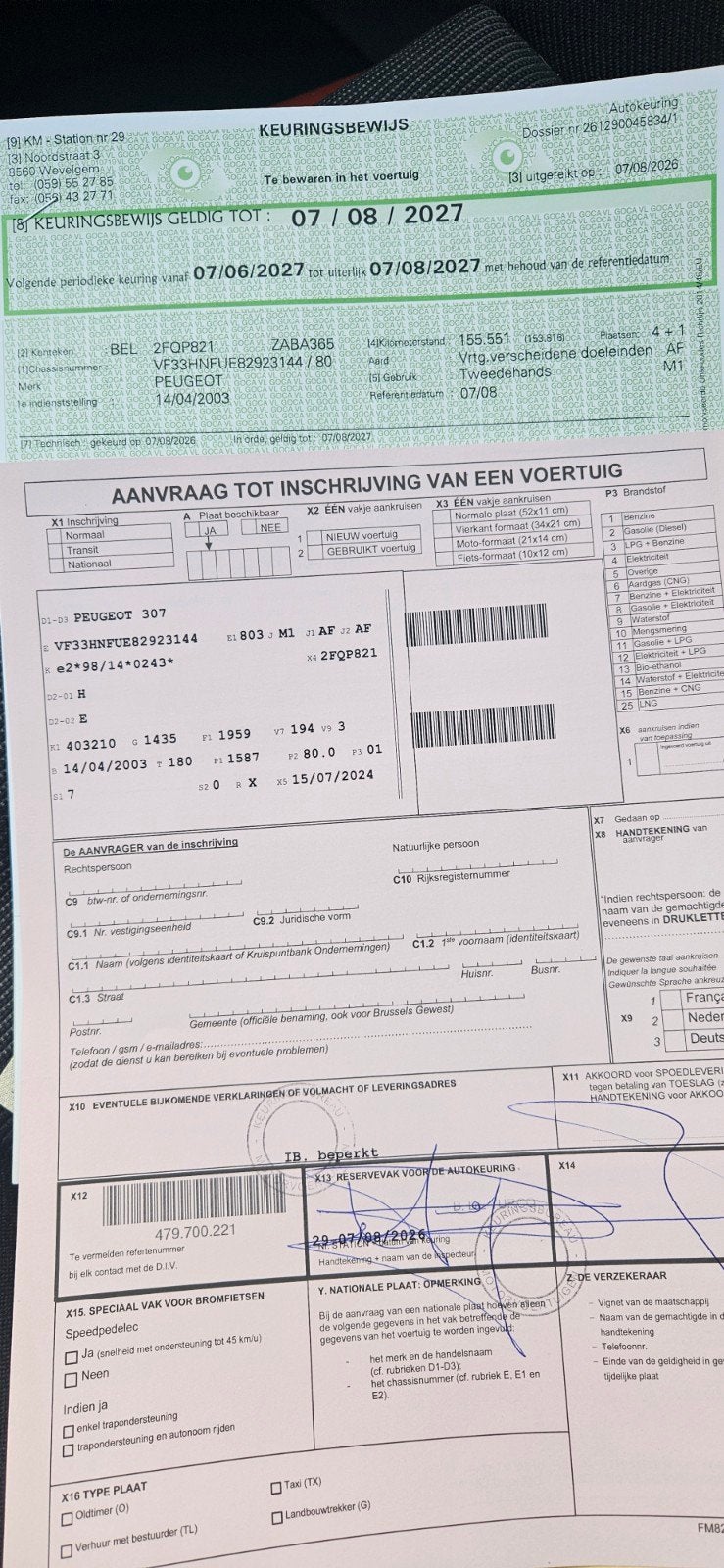 VOITURE PEUGEOT 307., Autos, Achat, 7 places, 5 portes, 1587 cm³