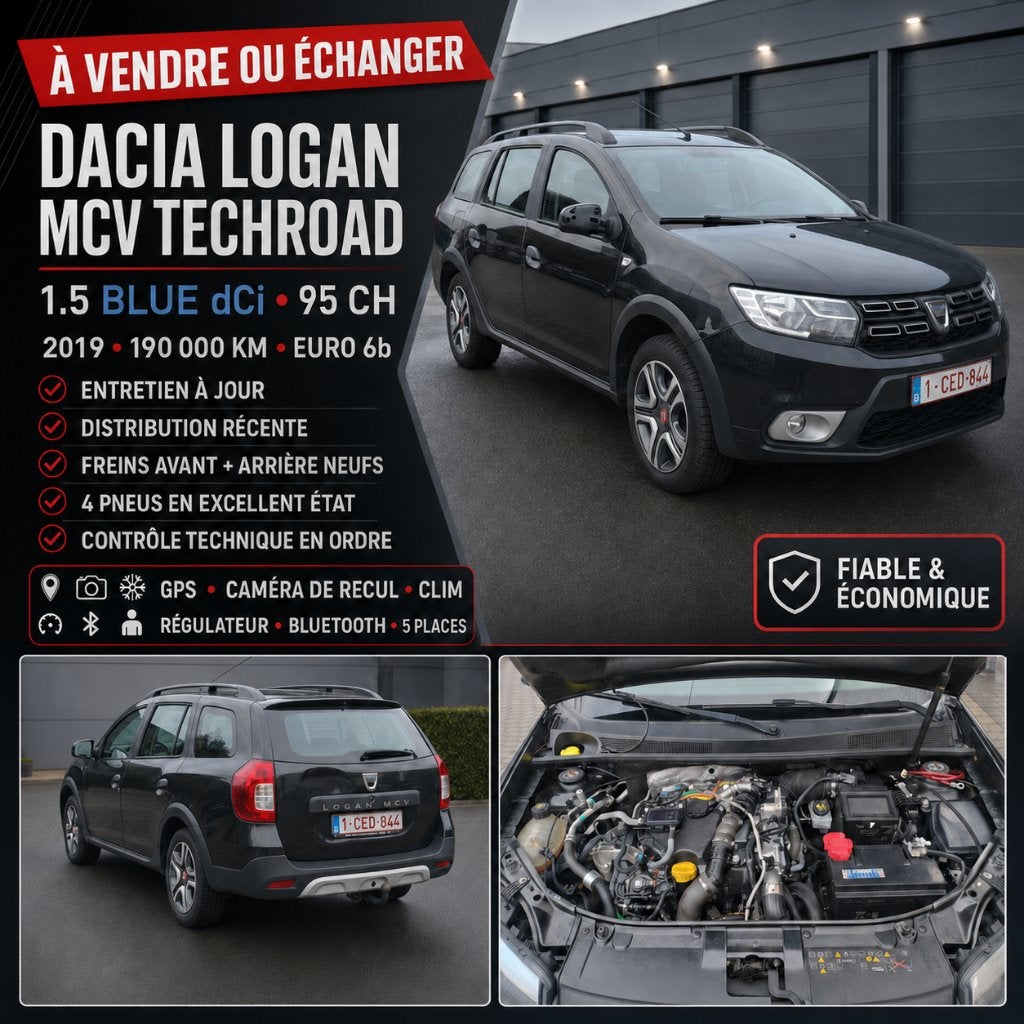 2019 Dacia logan mcv techroad 1.5 dci eu6d, Autos, Dacia, Particulier, Logan, Caméra de recul, Diesel, Euro 6, Break, 5 portes