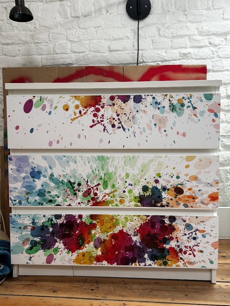 commode IKEA MALM "customisée", Maison & Meubles, Enlèvement, Utilisé