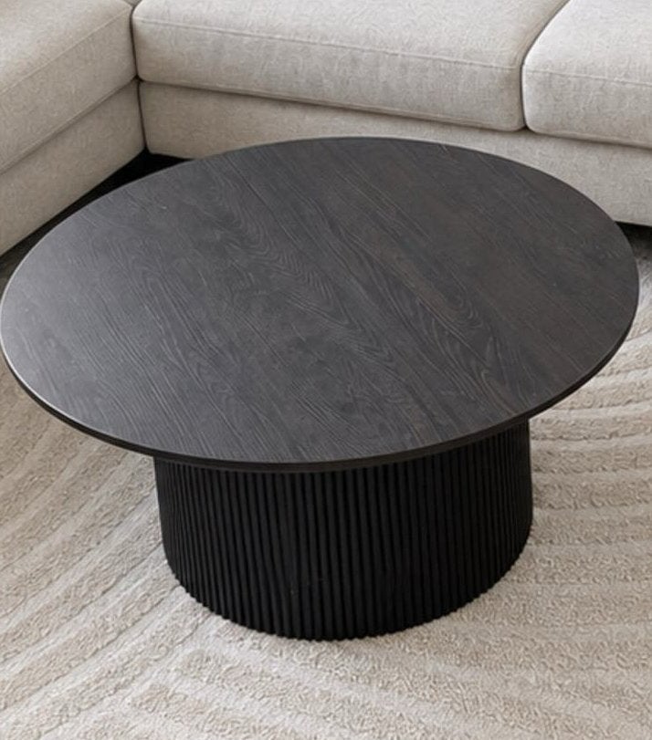Table basse ronde noire à vendre., Maison & Meubles, 50 – 75, Rond, Enlèvement, Utilisé