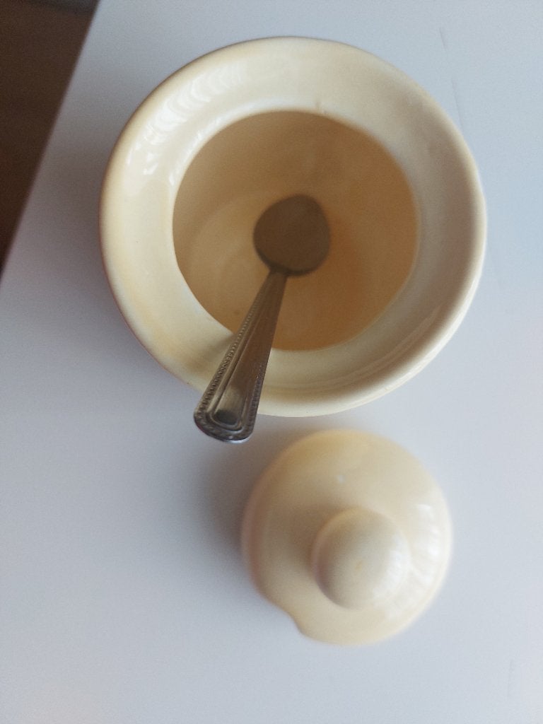 Pot à moutarde jaune, Vintage, Comme neuf, Céramique, Enlèvement