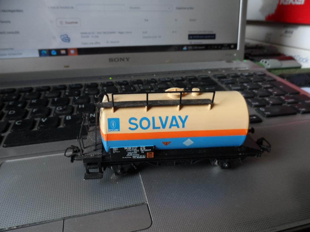 MARKLIN HO - 4447 SNCB/NMBS - Wagon citerne SOLVAY - En état, Analogique, Enlèvement ou Envoi, Wagon, Comme neuf