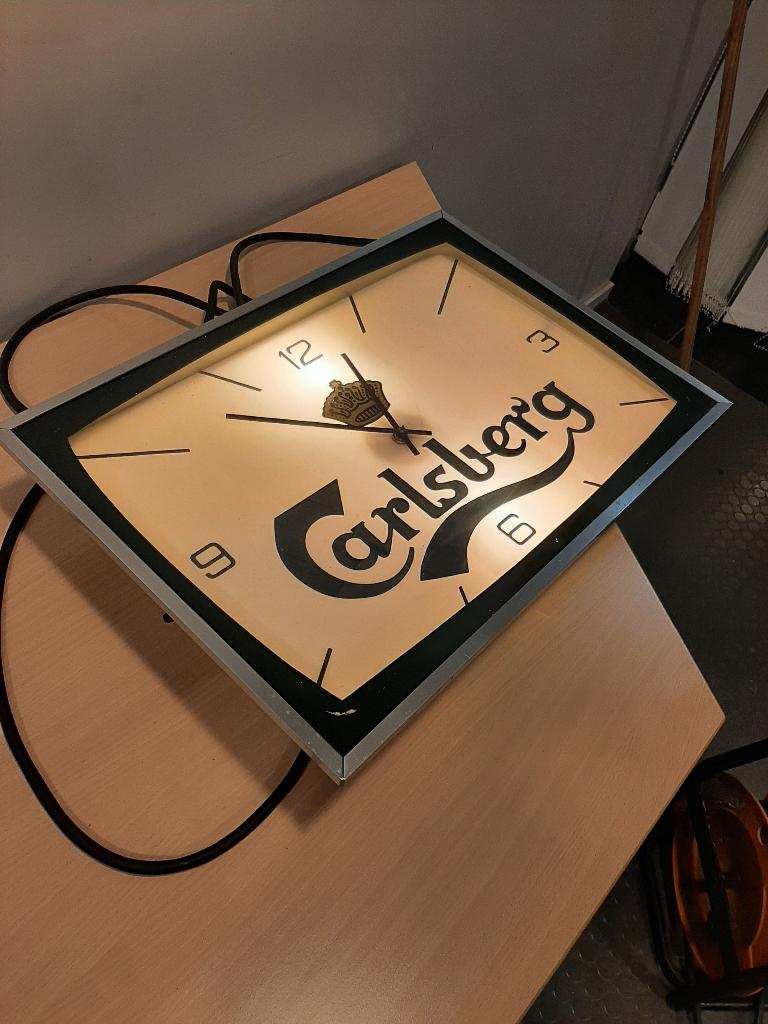 Enseigne lumineuse Carlsberg vintage, Enlèvement ou Envoi, Comme neuf, Table lumineuse ou lampe (néon)