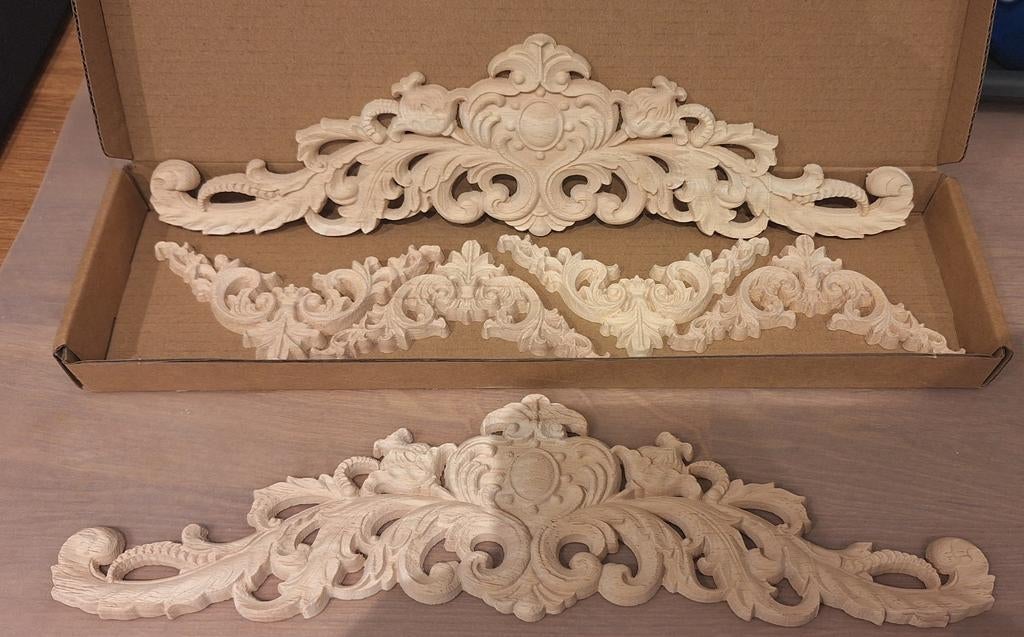 Set van Klassieke Houten Ornamenten - Handgesneden Decoratie, Ophalen of Verzenden