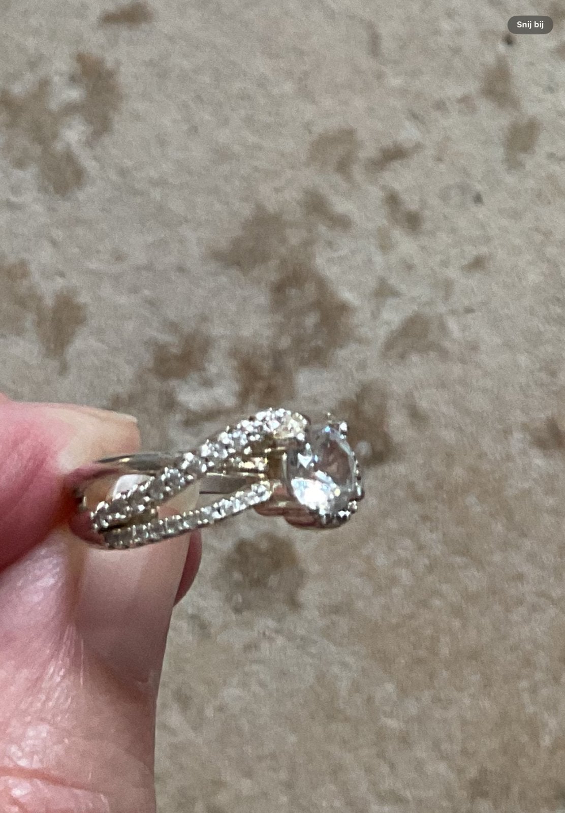 Bague de fiançailles Halo, argent 975, Enlèvement ou Envoi, Comme neuf, Argent