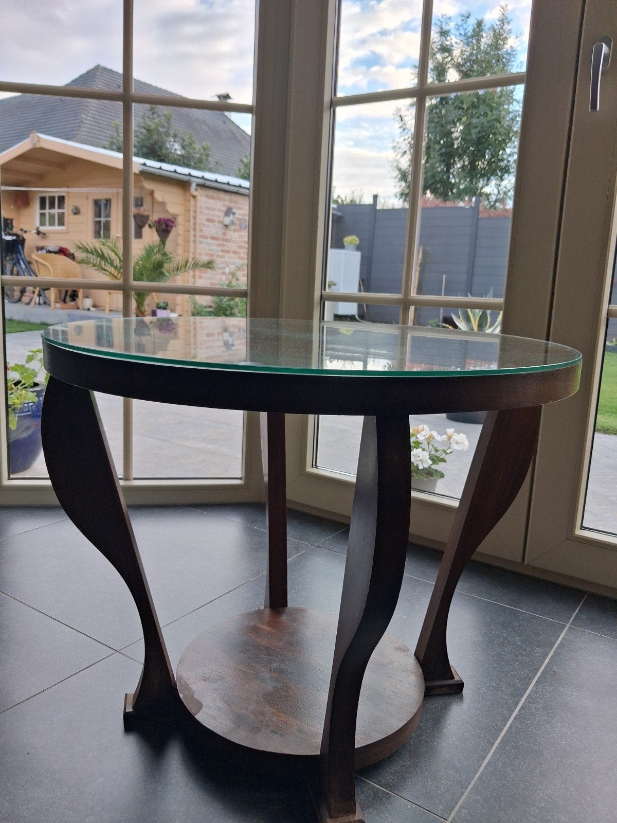 ronde tafel met glas, 69cm, Enlèvement