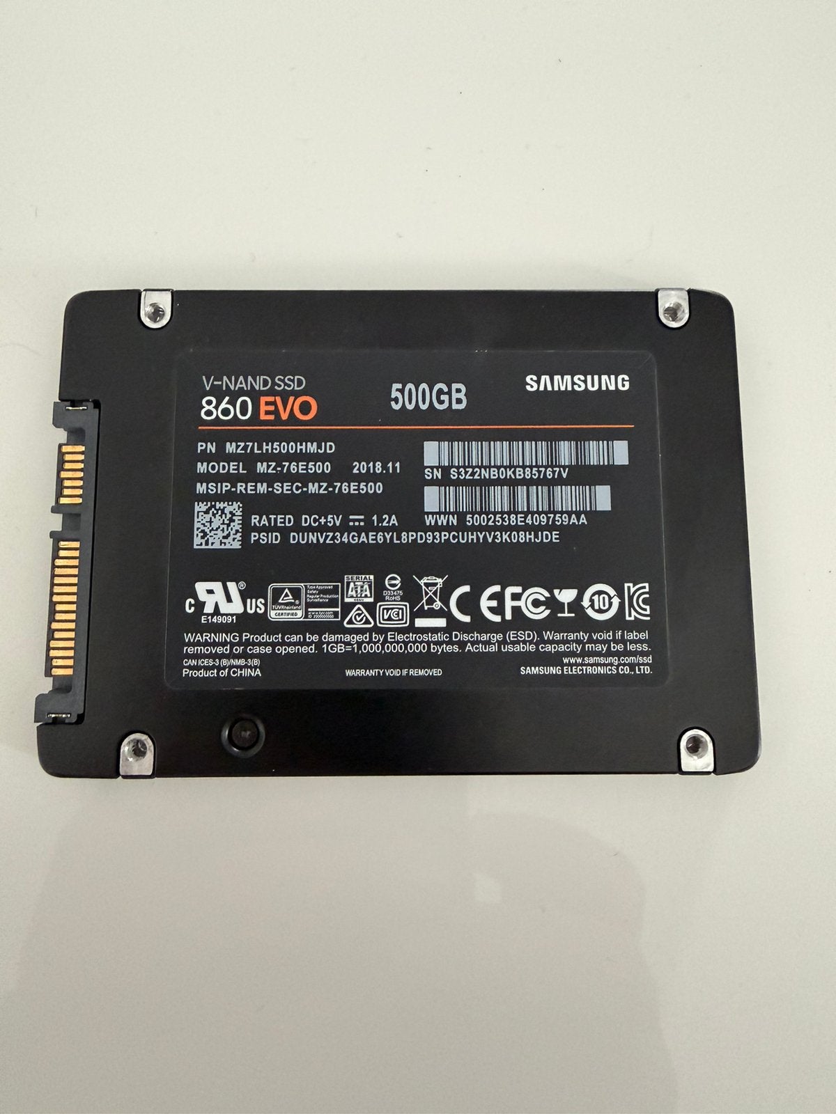 SSD SATA 500 Go Samsung 860 EVO, Enlèvement ou Envoi, Interne, Utilisé, Samsung