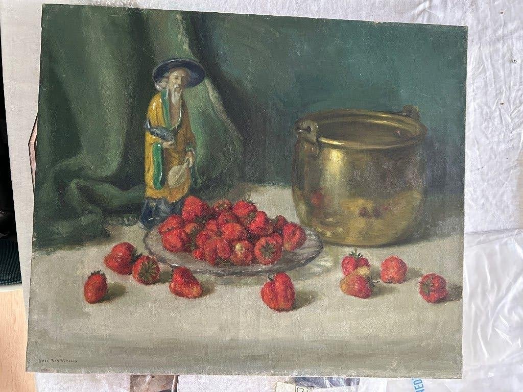 tableaux - Omer Van Vosselen (1934-1993), Antiquités & Art, Peinture à l'huile, Signé, Enlèvement, Nature morte