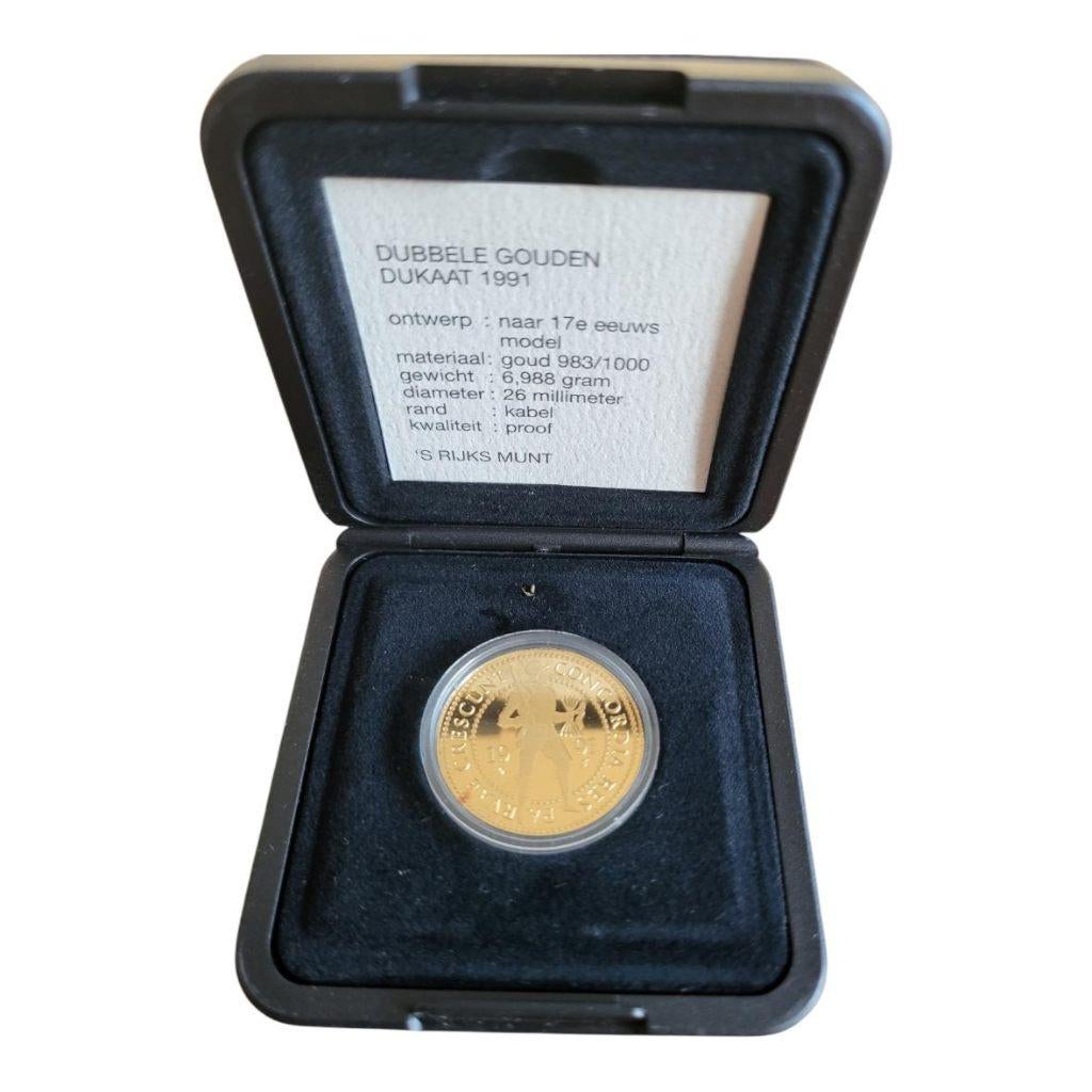 Nederland Gouden Dubbele Dukaat 1991 in cassette, Ophalen of Verzenden, Goud