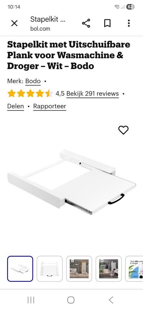 Tussenstuk was -droogkast, Ophalen