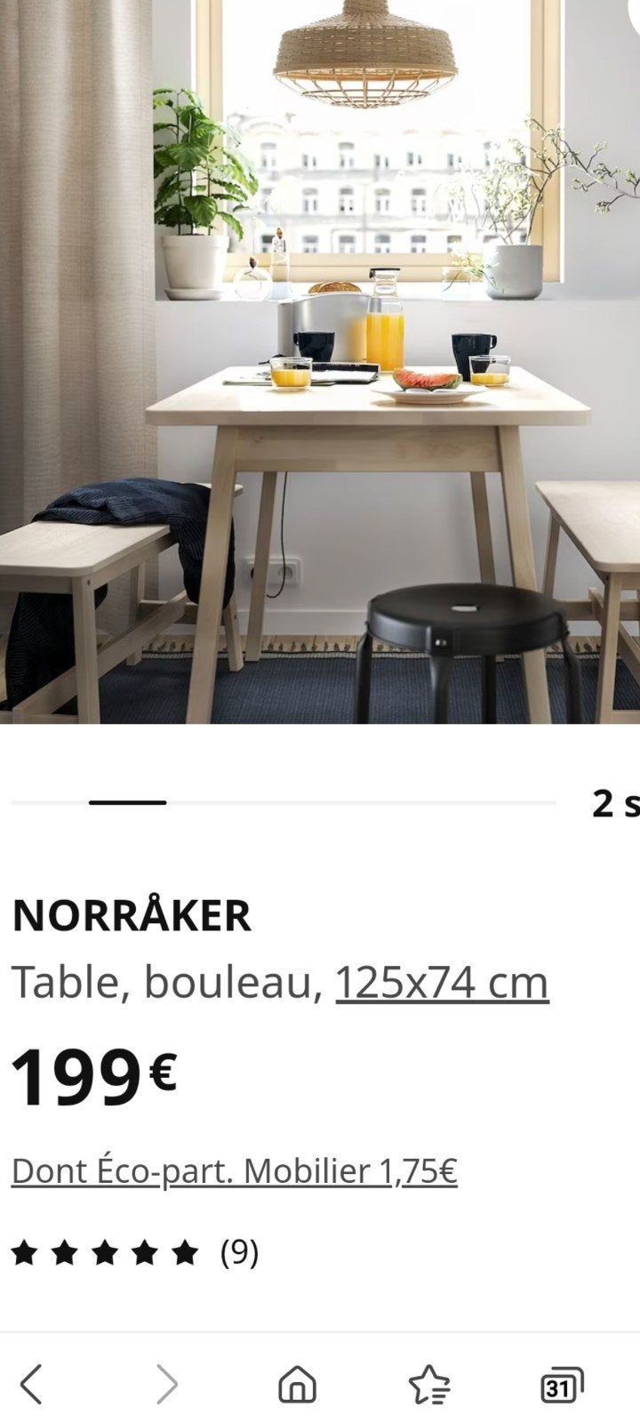 Table en bouleau 74x74x125 état neuf a saisir ️️️↙️, Maison & Meubles, Quatre personnes, 50 à 100 cm, Comme neuf, 100 à 150 cm