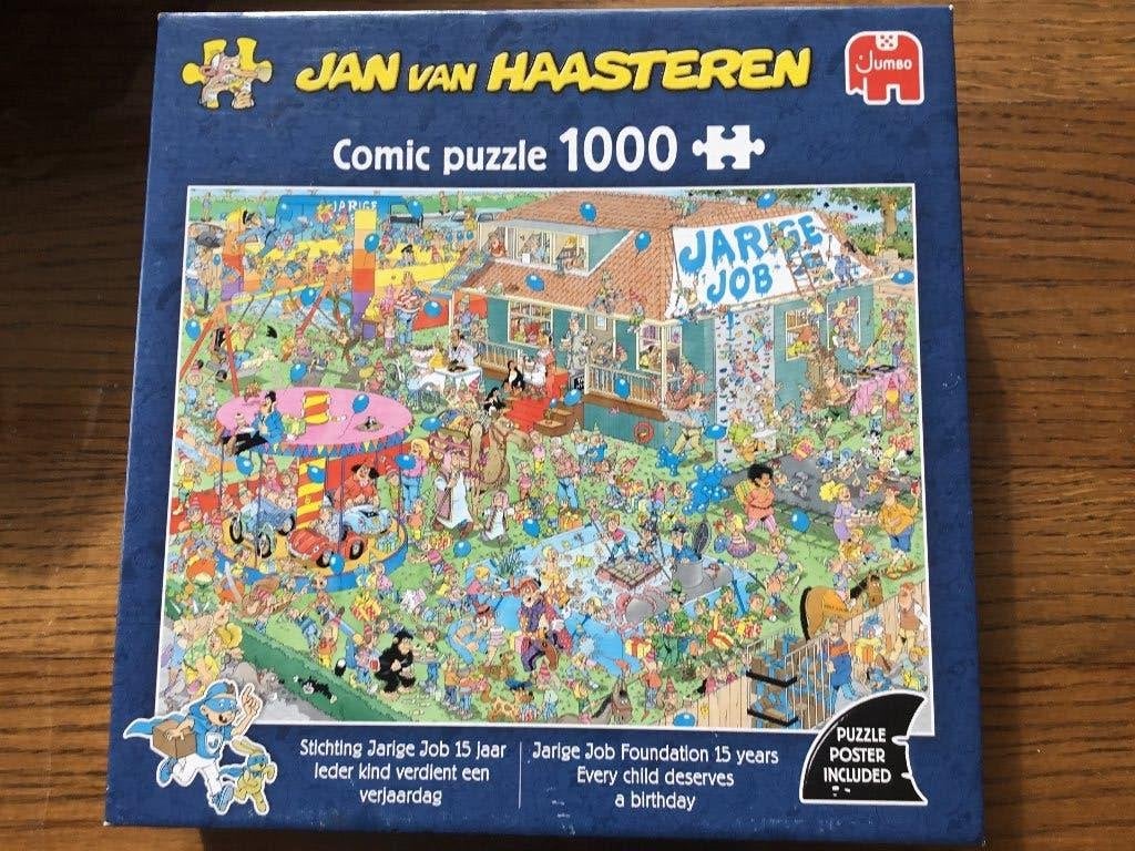 Puzzel Jumbo 1000 Jan Van Haasteren Stichting jarige job 15, Hobby en Vrije tijd, Denksport en Puzzels, Ophalen of Verzenden, 500 t/m 1500 stukjes