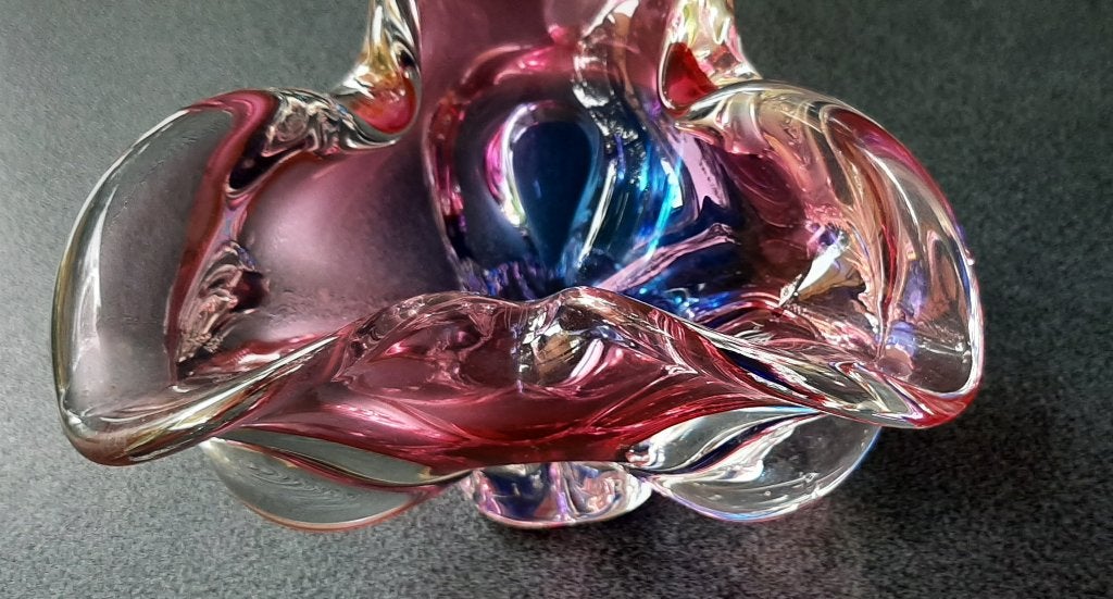 Mid-century rose-bleu vintage (Murano ou Bohemian Hospodka), Enlèvement ou Envoi
