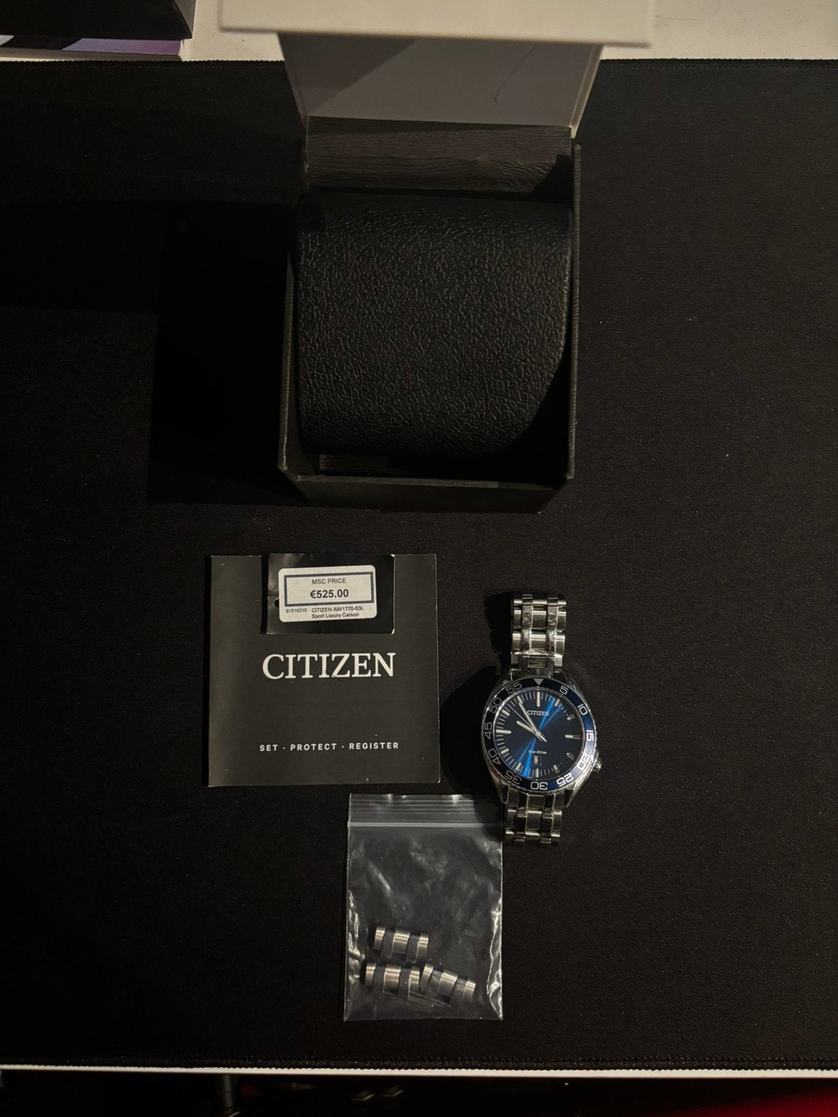 Citizen AW1770-53L Carson Eco-Drive Full Set, Staal, Staal, Ophalen of Verzenden, Zo goed als nieuw