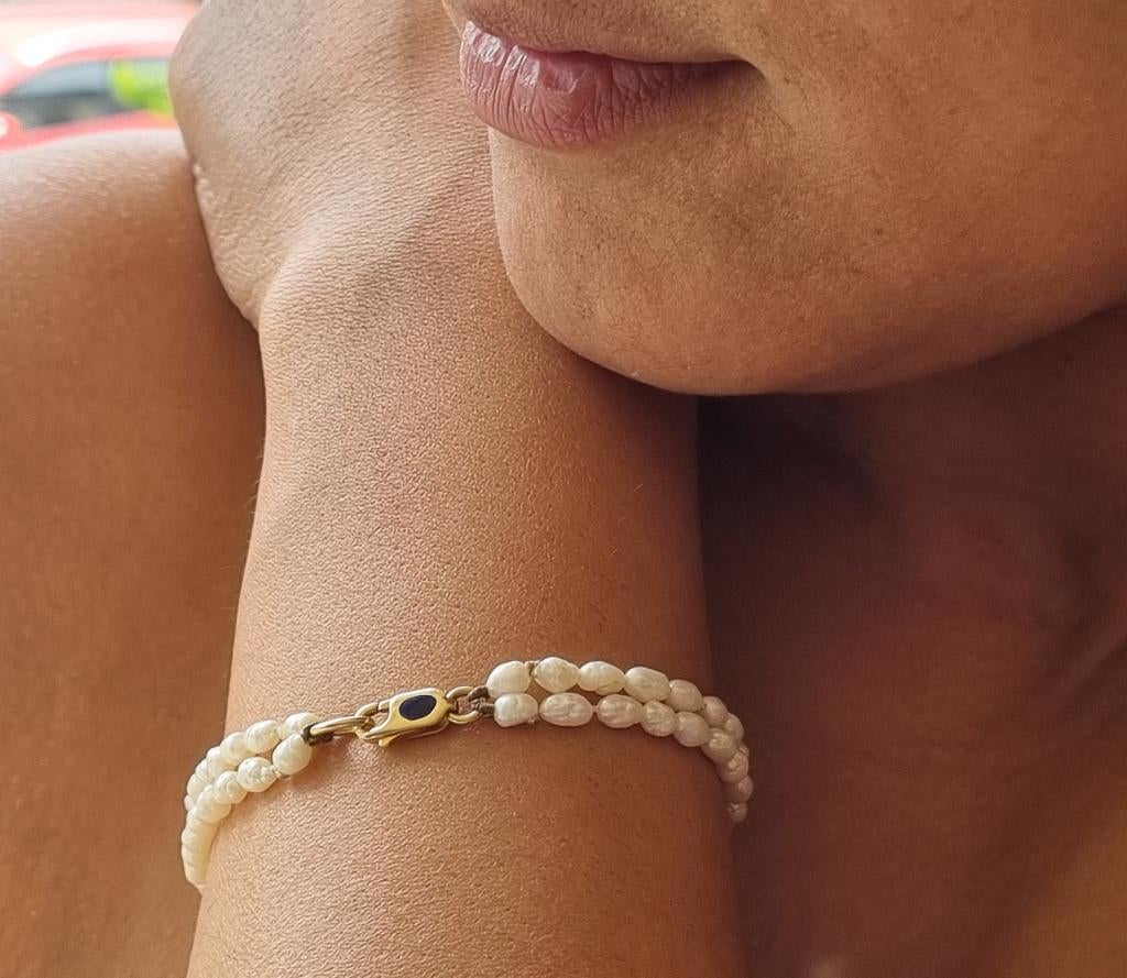 Armband Zoetwaterparels met 18k Gouden Slot 750 Goud, Enlèvement ou Envoi, Or, Or