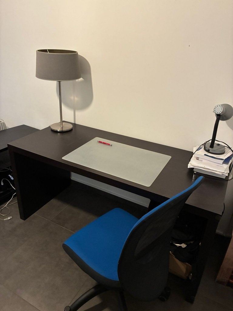 Bureau mét bureaustoel, Ophalen, Zo goed als nieuw, Bruin, Hout