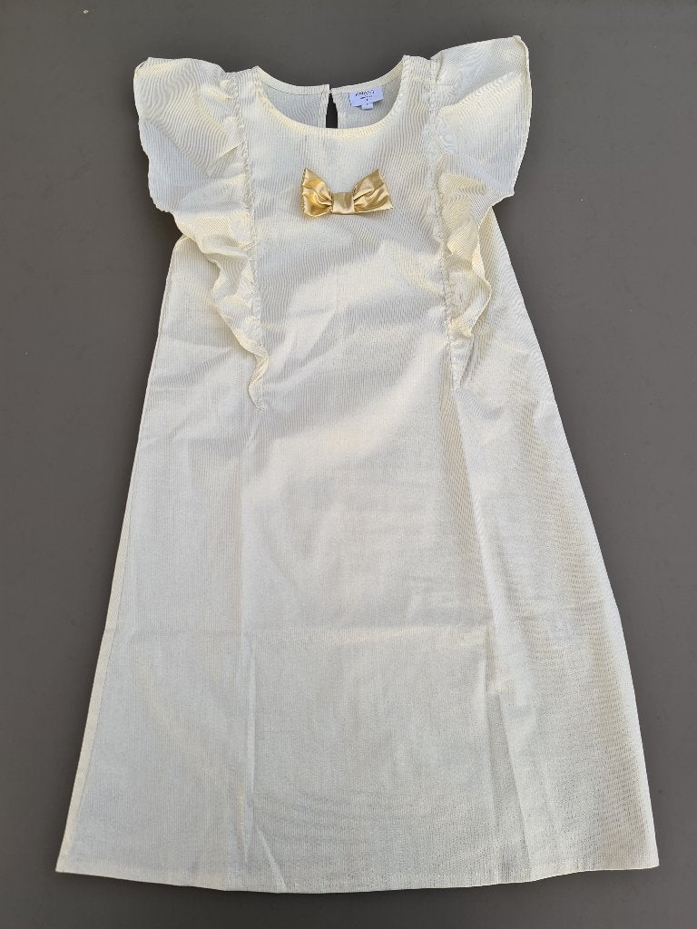 mooi beige kleed met strik, Knast by Krutter, 140, Kinderen en Baby's, Kinderkleding | Maat 140, Ophalen, Zo goed als nieuw