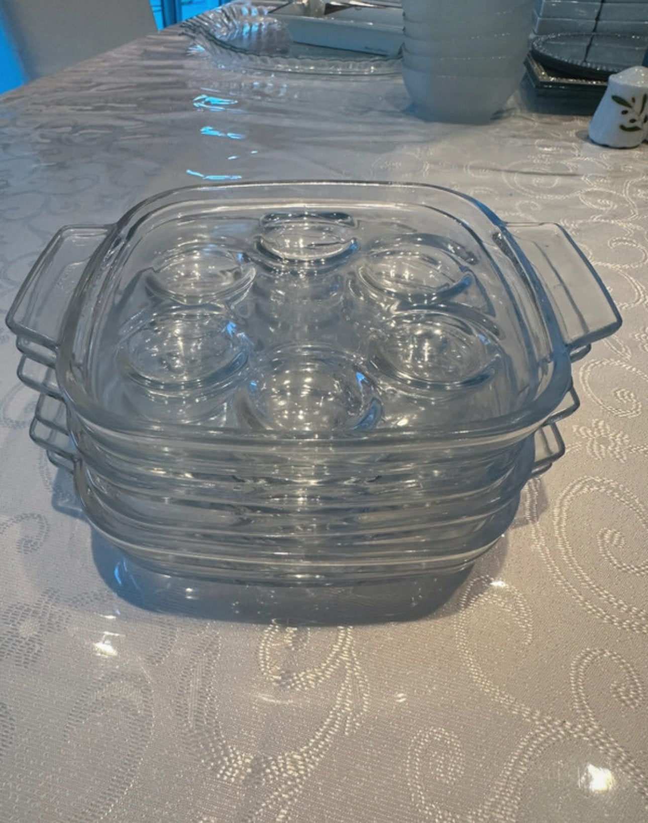 Lot de 6 petits plats carrés à escargots en verre Pyrex, Enlèvement, Comme neuf, Verre